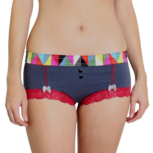 Charcoal Gray Boyshorts Kaleidoscope Waistband
