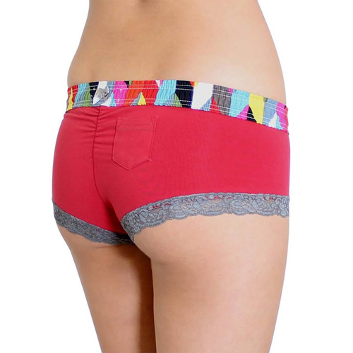 Red Papaya Boyshorts with FOXERS Kaleidoscope Waistband