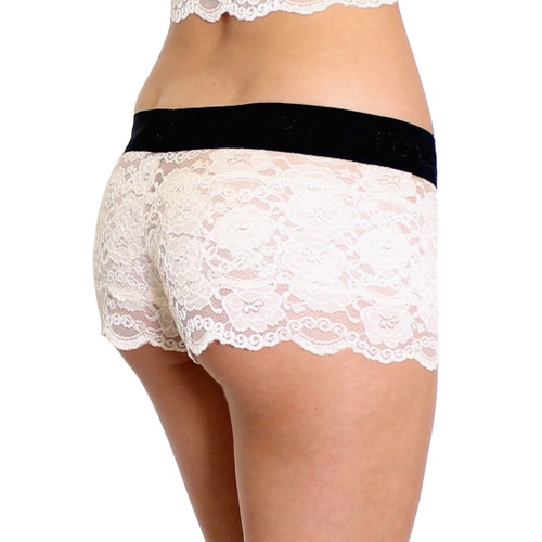 Blush Lace Boxer Black FOXERS Logo Band
