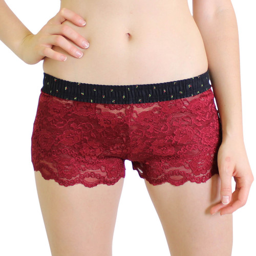Cranberry Lace Boxer with Midnight Rose Waistband