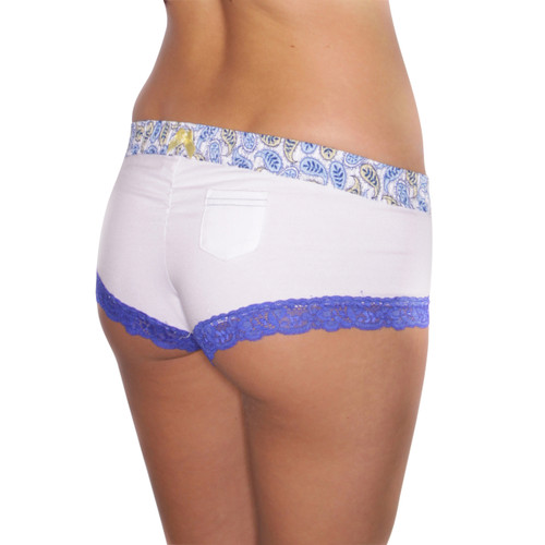 White Boyshort with Paisley Waistband