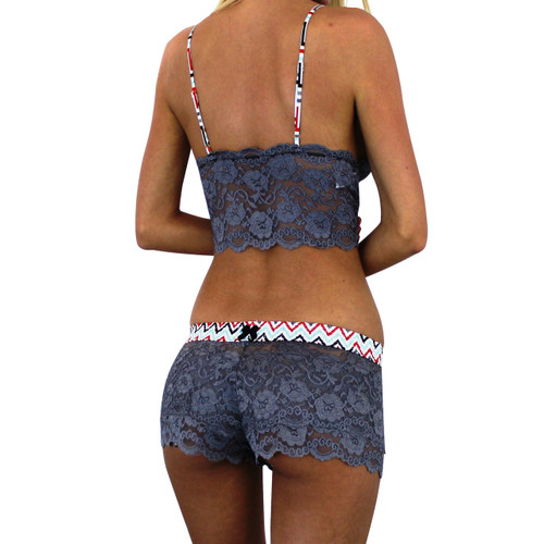 Charcoal Gray Lace Boxer with Chevron FOXERS band