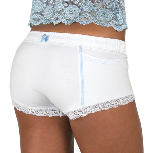 FOXERS White Cotton Boxer Briefs for Women
