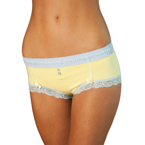 Light Blue dot over Yellow Boyshort