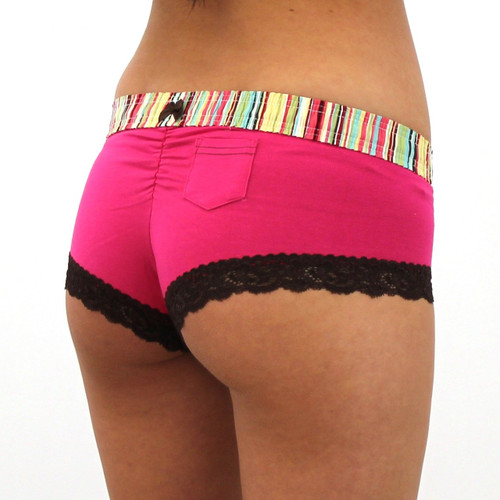 Aqua Rose over Fuchsia Boyshort