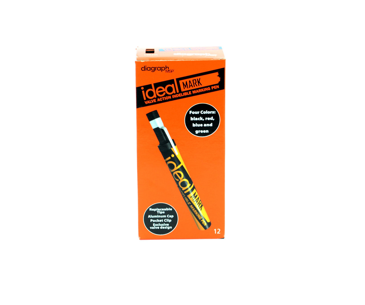 Ideal Mark 6 in. Valve Action Paint Markers Black, Box of 12