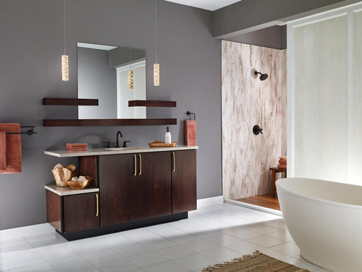 Maple Bathroom in Peppercorn - KraftMaid Maple Bathroom in Peppercorn - KraftMaid