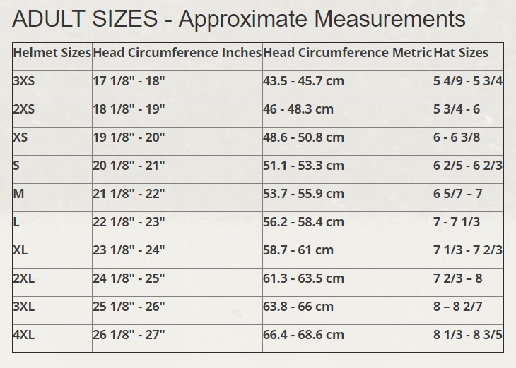 Hawk Helmet Size Chart