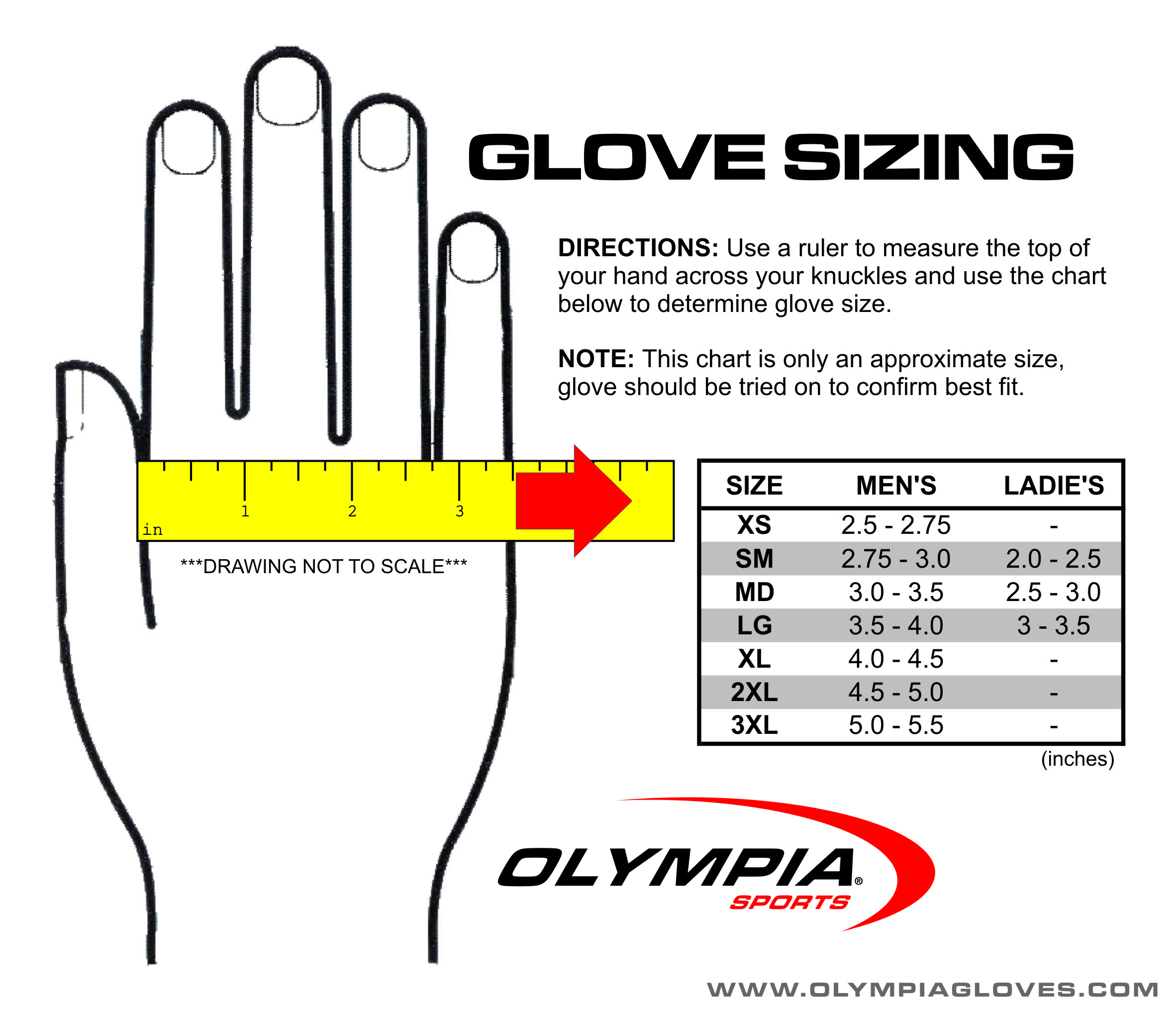 Leather Glove Size Chart