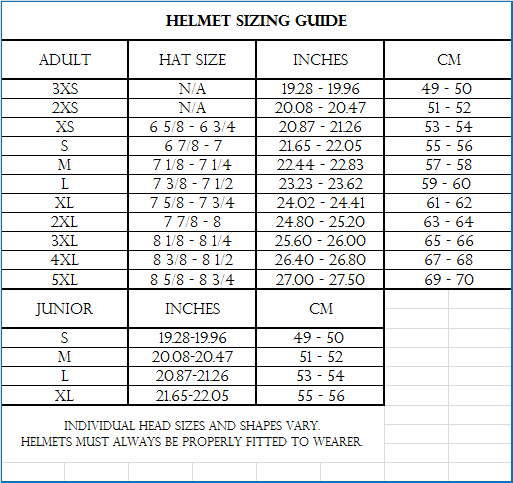 Russian Helmet Size Chart