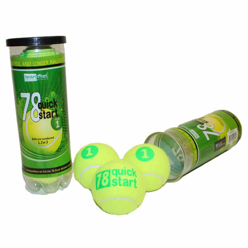 "quick Start 78" Green Dot Tennis Balls / Case Of 24 Cans / Oncourt Offcourt