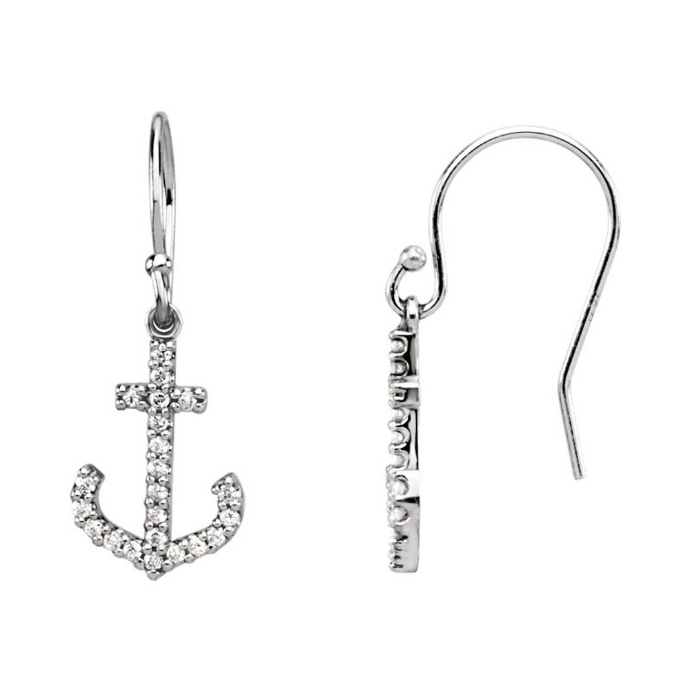 Diamond Anchor Earrings in 14K White Gold DaVinci Emporium