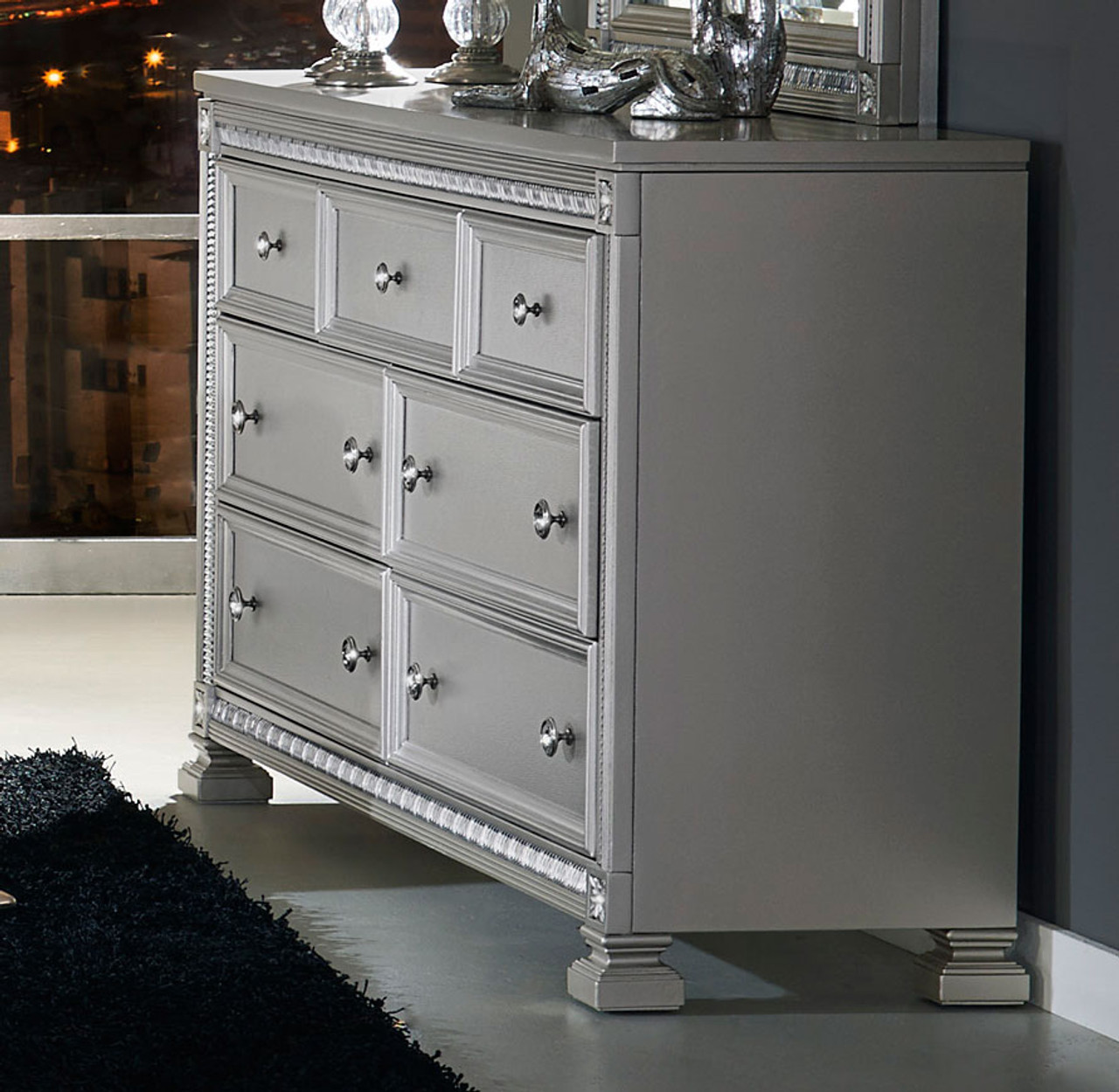 Homelegance Bevelle Collection Dresser in Dark Grey ...