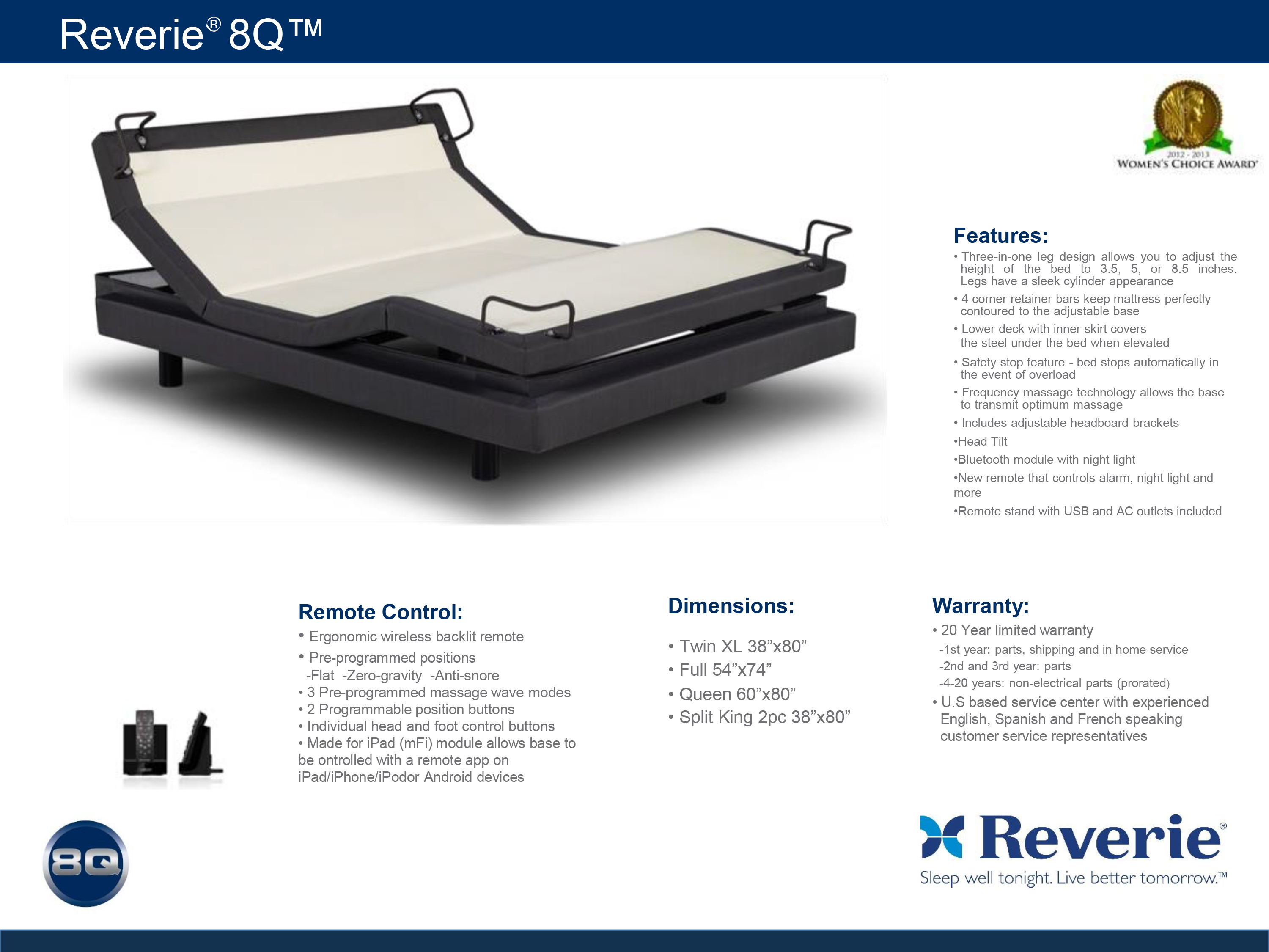 Reverie 8Q Adjustable Bed Foundation | DealBeds