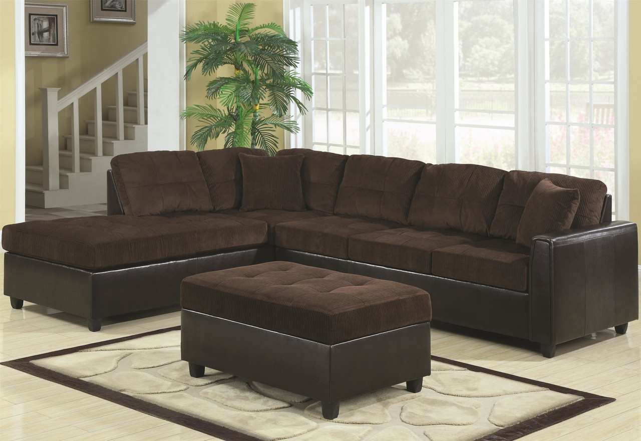 Coaster Home Furnishings Casual Sectional Sofa in Chocolate - DealBeds.com