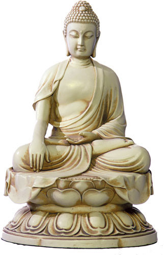 Chinese Buddha on Lotus base, Earth touching pose, Sculpture & Statues