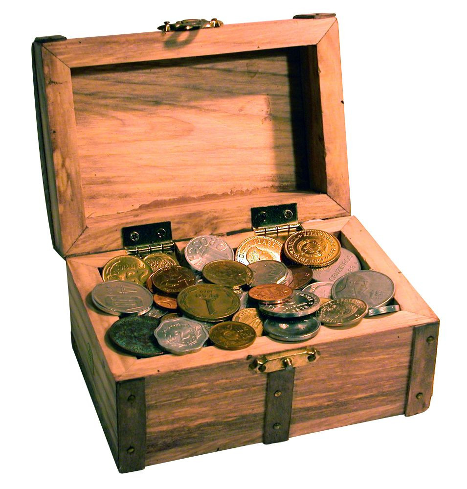 toy treasure chest with coins