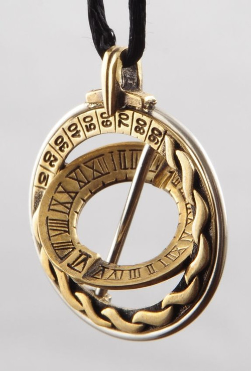 Explorer Celtic Design Sundial Ring Pendant Handcrafted Bronze Wearable Sundial Jewelry