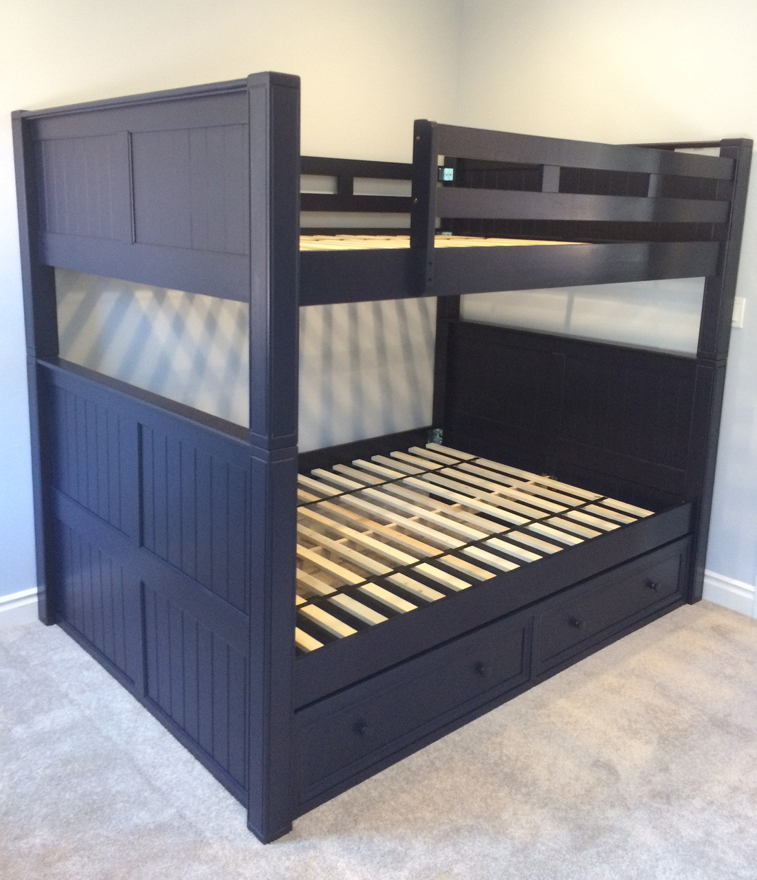 Dillon Gray Full Over Full Bunk Bed with Storage Drawers