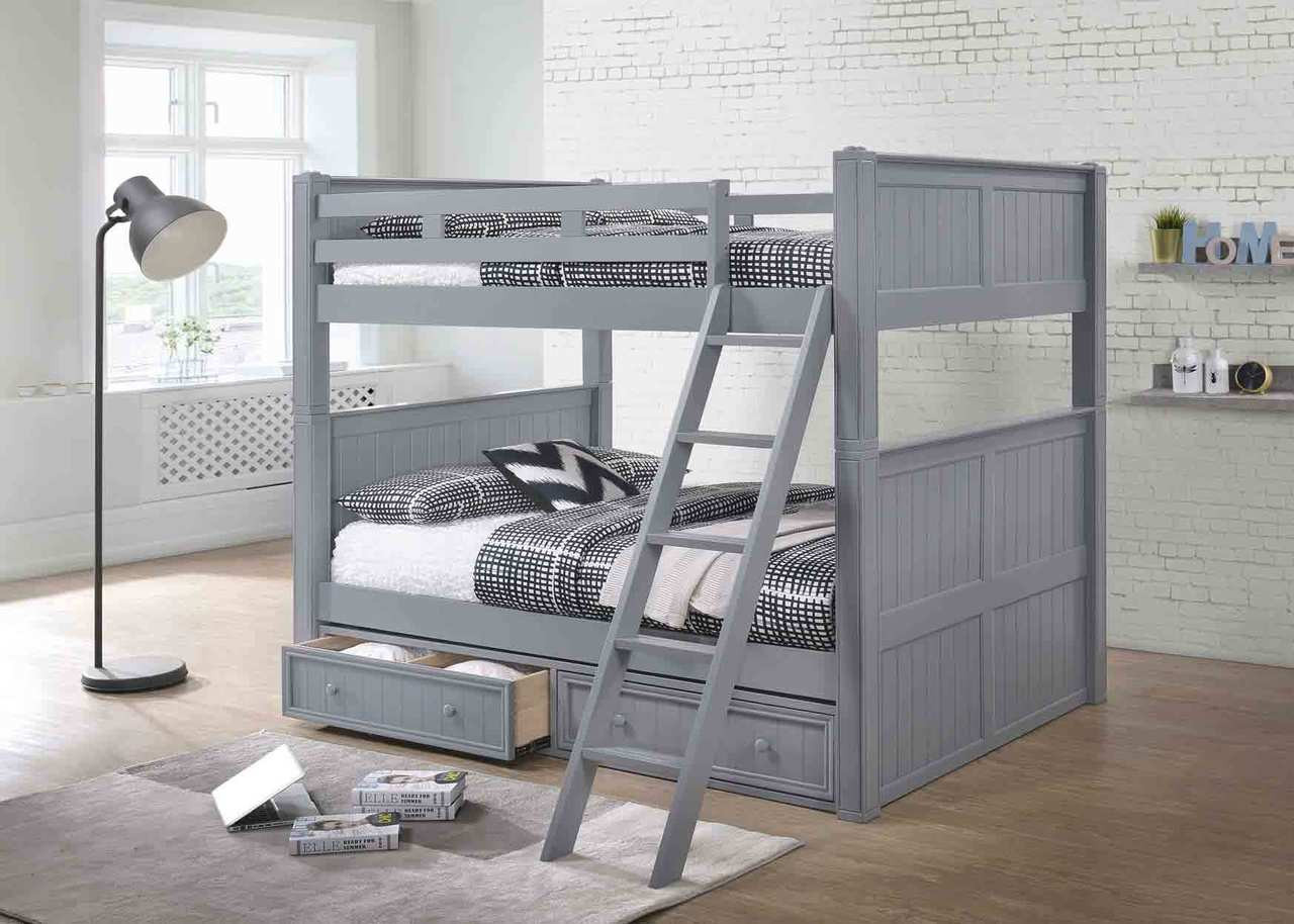 Dillon White Full Over Full Bunk Bed With Under Bed Trundle