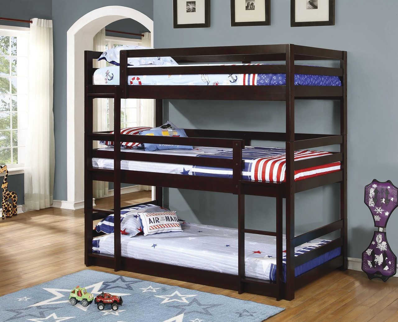 three level bunk bed