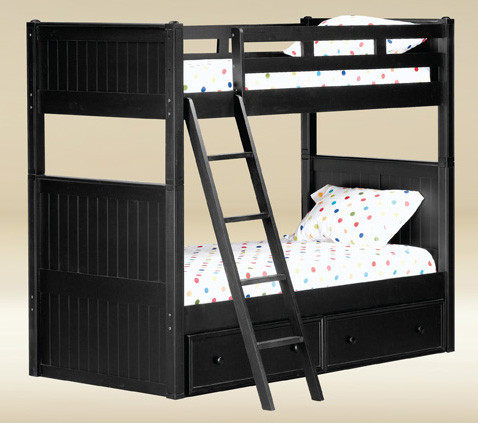 Dillon Gray Beadboard Twin Bunk Bed with Sleeper Trundle