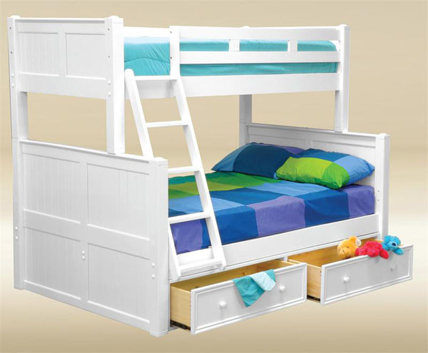 Dillon Blue Twin Full Bunk Bed  Navy Blue Bunk with Trundle Bed
