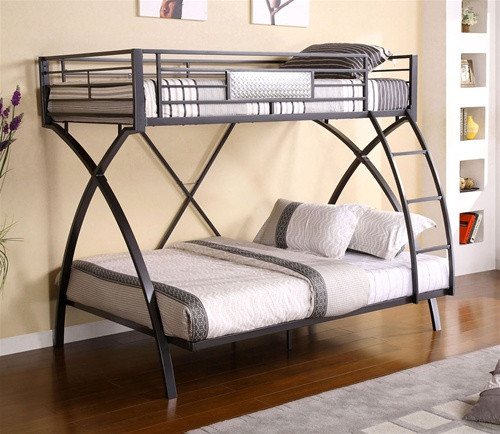 Jordan Chrome Dark Gray Twin Full Bunk Bed Bunk with Full on Bottom Jordan Chrome Dark Gray Twin Full Bunk Bed Bunk with Full on Bottom