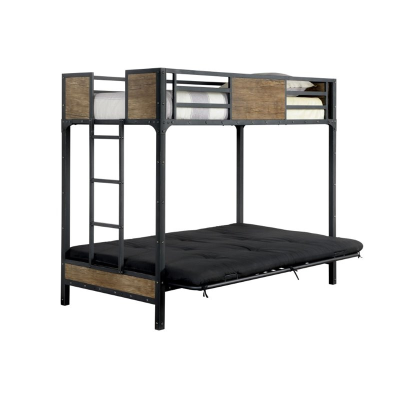 Industrial Style Metal Wood Futon Bunk Bed  Orange County