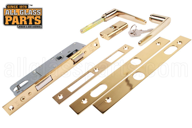 Storm Door Handle Set Lock Assembly (Mortise Style) (Brass)