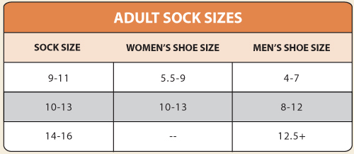 Sock Size Chart For Knitting