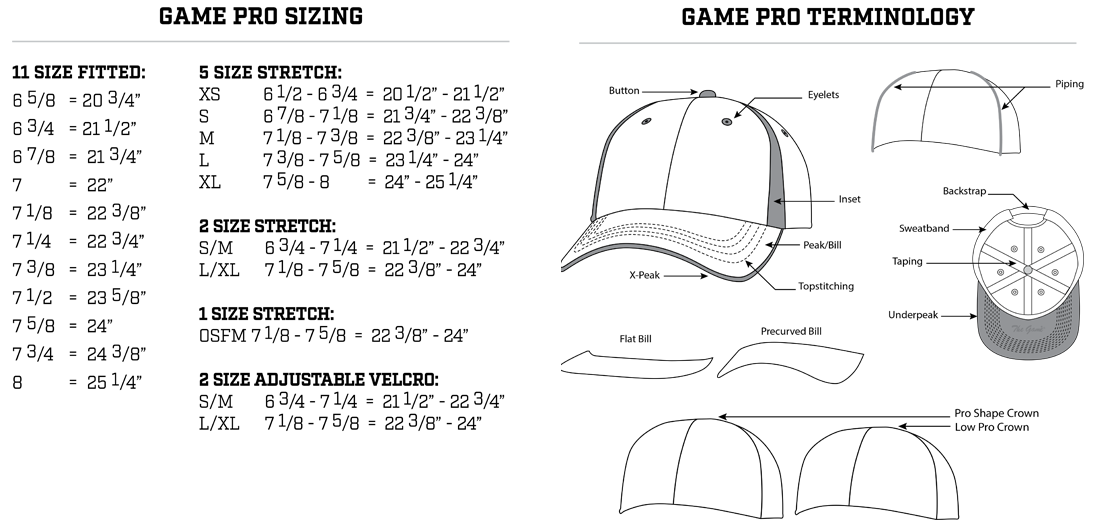 The Game Pro Hat Size Chart