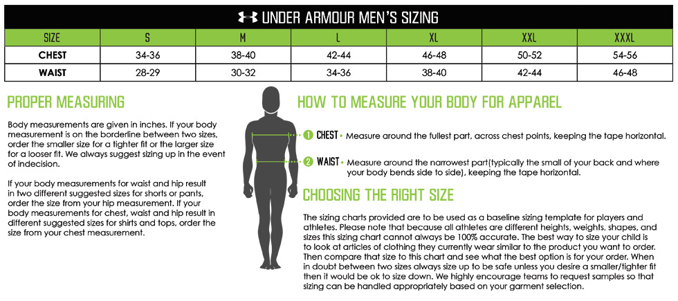 Under Armour Yxs Size Chart