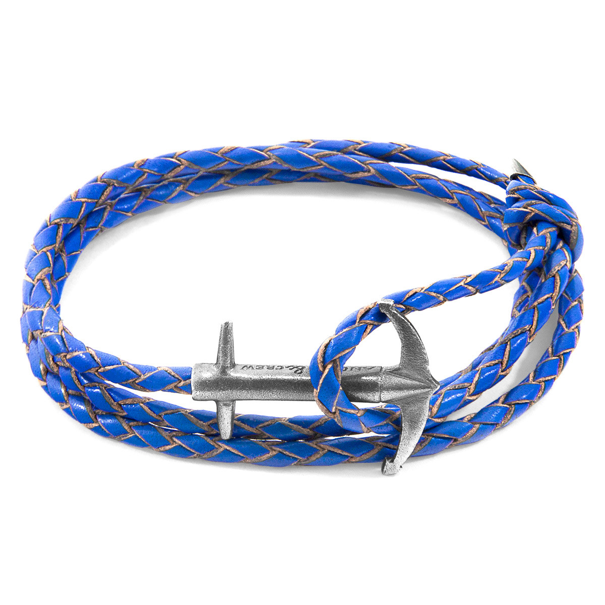 Royal Blue Admiral Anchor Silver and Braided Leather Bracelet