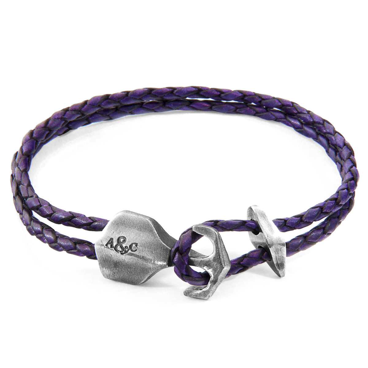 Delta Anchor Silver And Braided Leather Bracelet