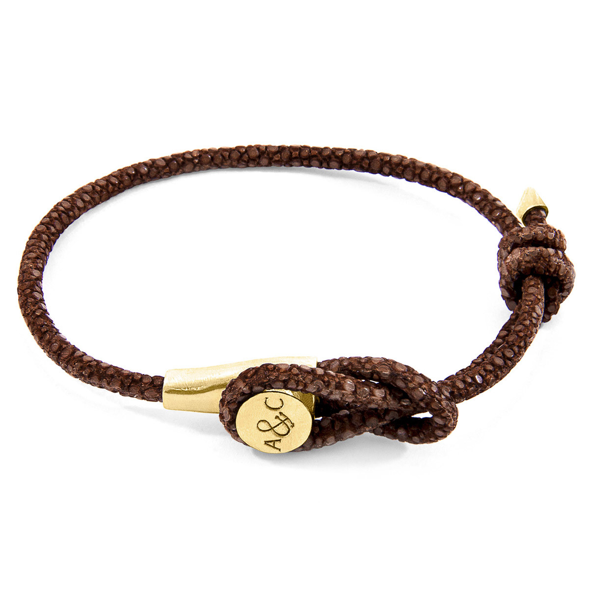 Mocha Brown Dundee 9ct Yellow Gold and Stingray Leather Bracelet