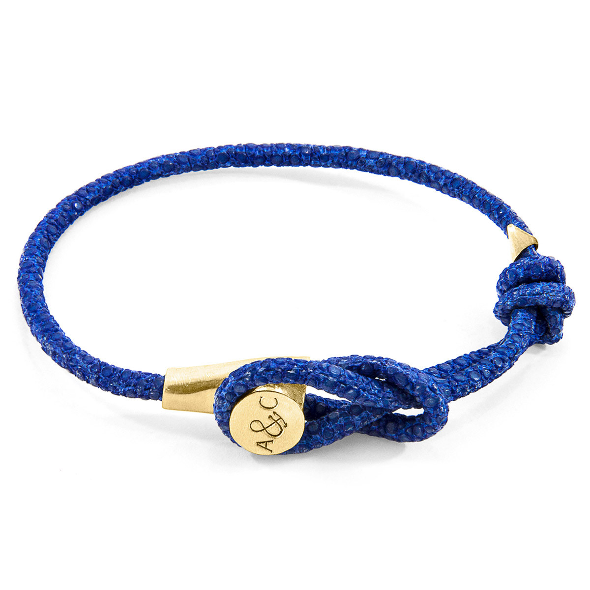 Azure Blue Dundee 9ct Yellow Gold and Stingray Leather Bracelet