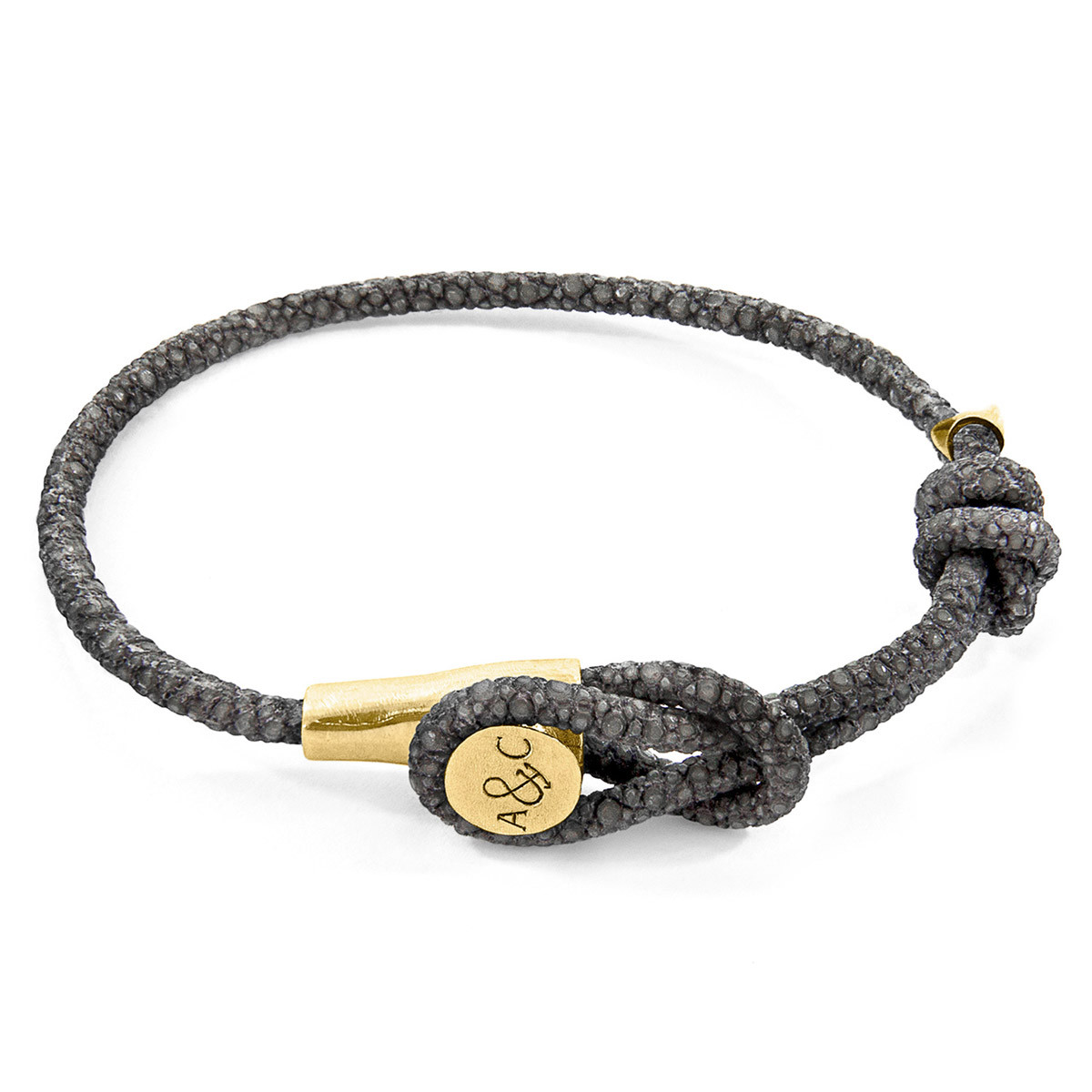 Shadow Grey Dundee 9ct Yellow Gold and Stingray Leather Bracelet