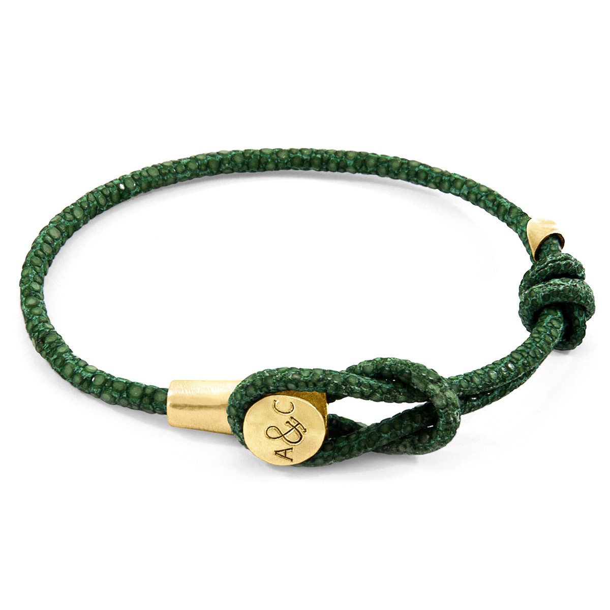Racing Green Dundee 9ct Yellow Gold and Stingray Leather Bracelet