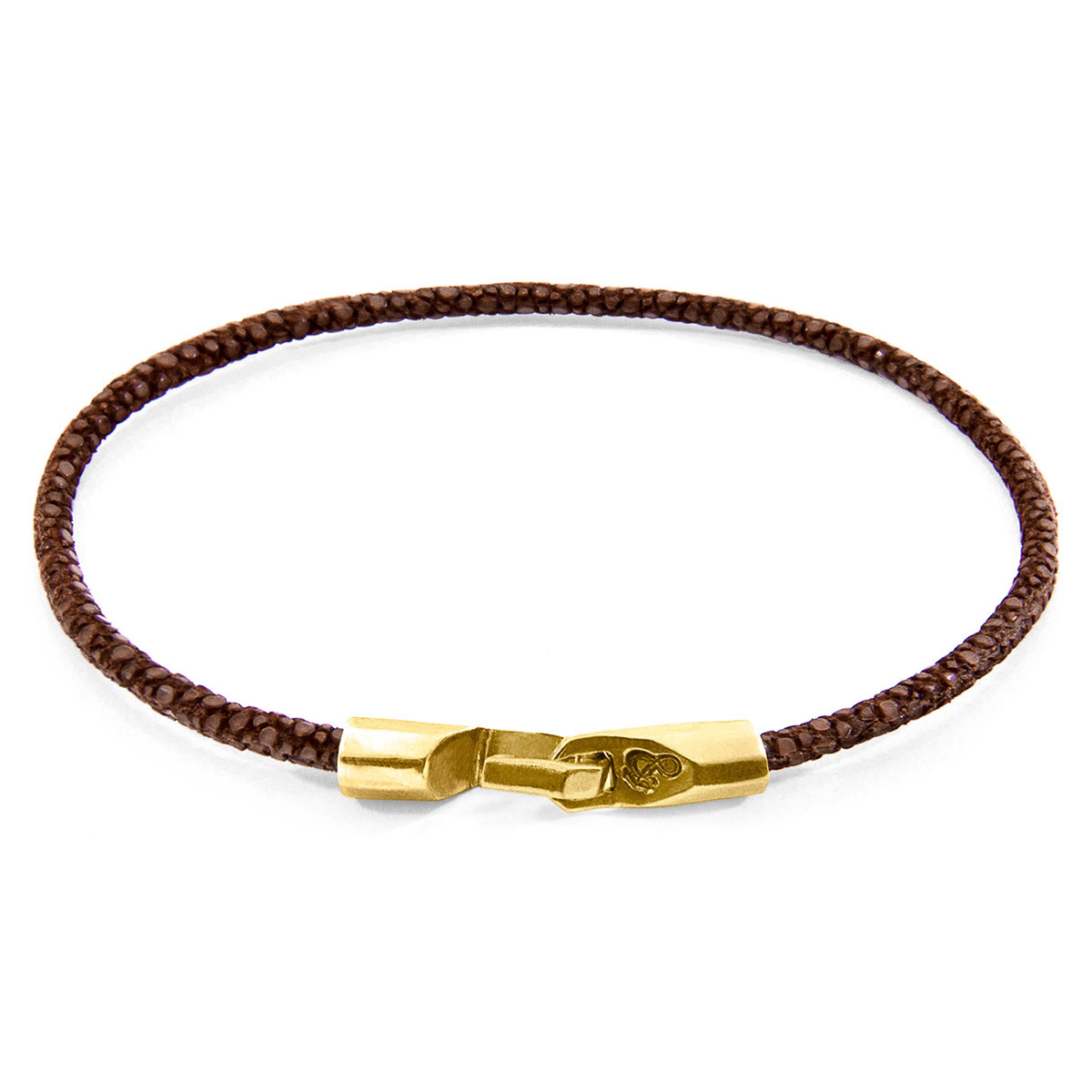Mocha Brown Talbot 9ct Yellow Gold and Stingray Leather Bracelet