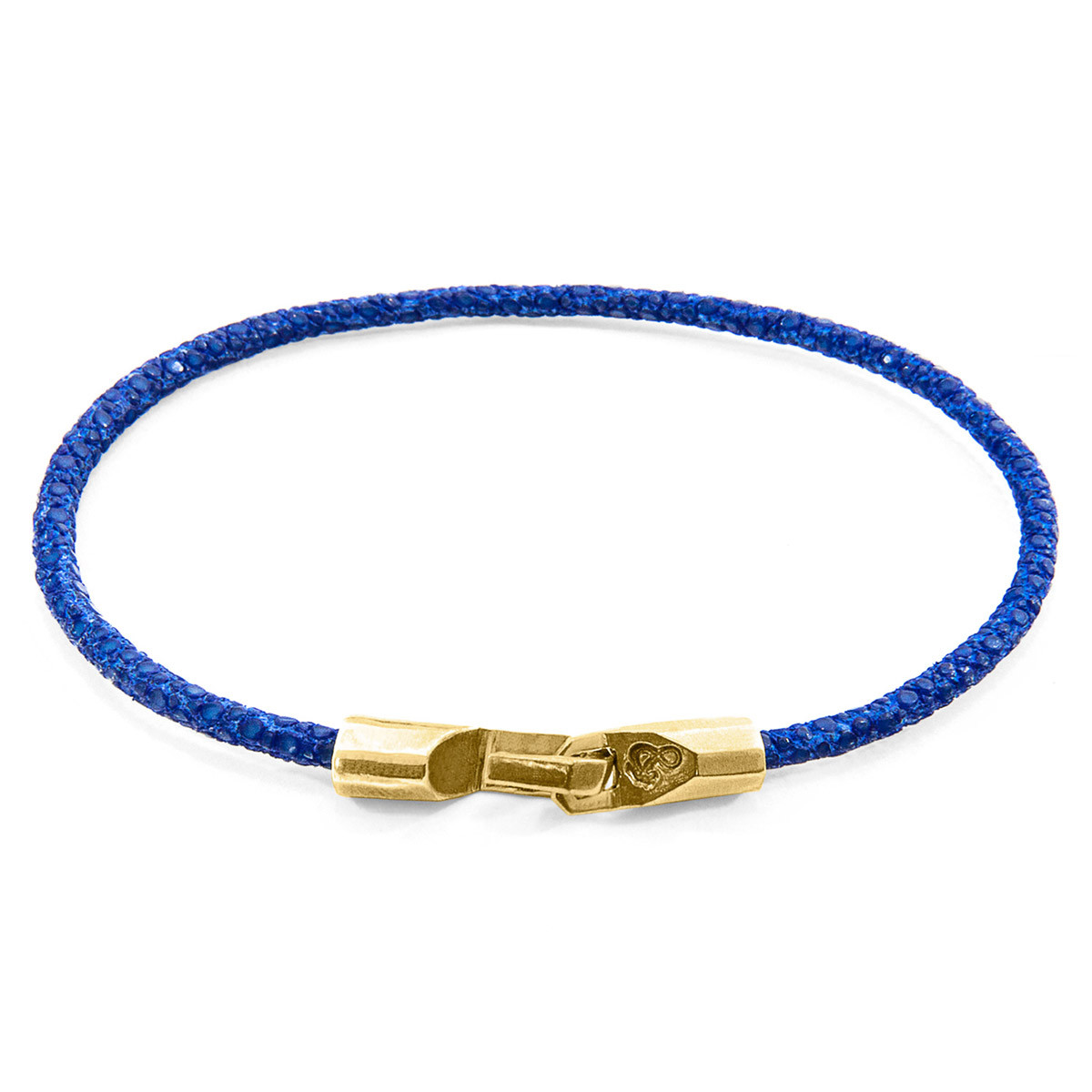 Azure Blue Talbot 9ct Yellow Gold and Stingray Leather Bracelet
