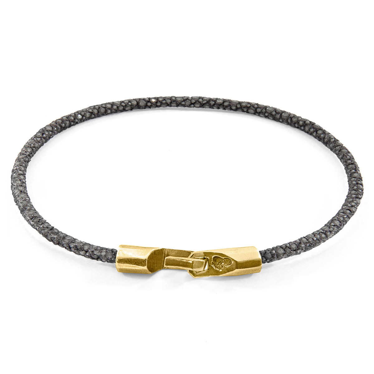 Shadow Grey Talbot 9ct Yellow Gold and Stingray Leather Bracelet