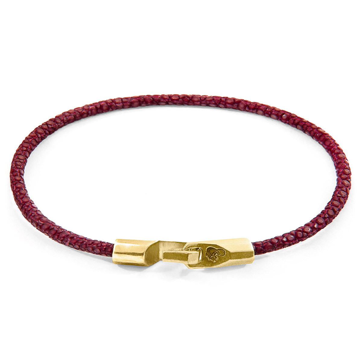 Bordeaux Red Talbot 9ct Yellow Gold and Stingray Leather Bracelet