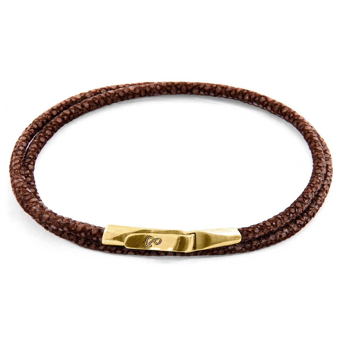 Mocha Brown Liverpool 9ct Yellow Gold and Stingray Leather Bracelet