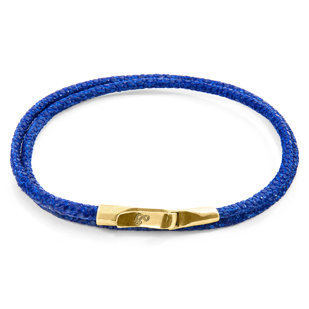Azure Blue Liverpool 9ct Yellow Gold and Stingray Leather Bracelet