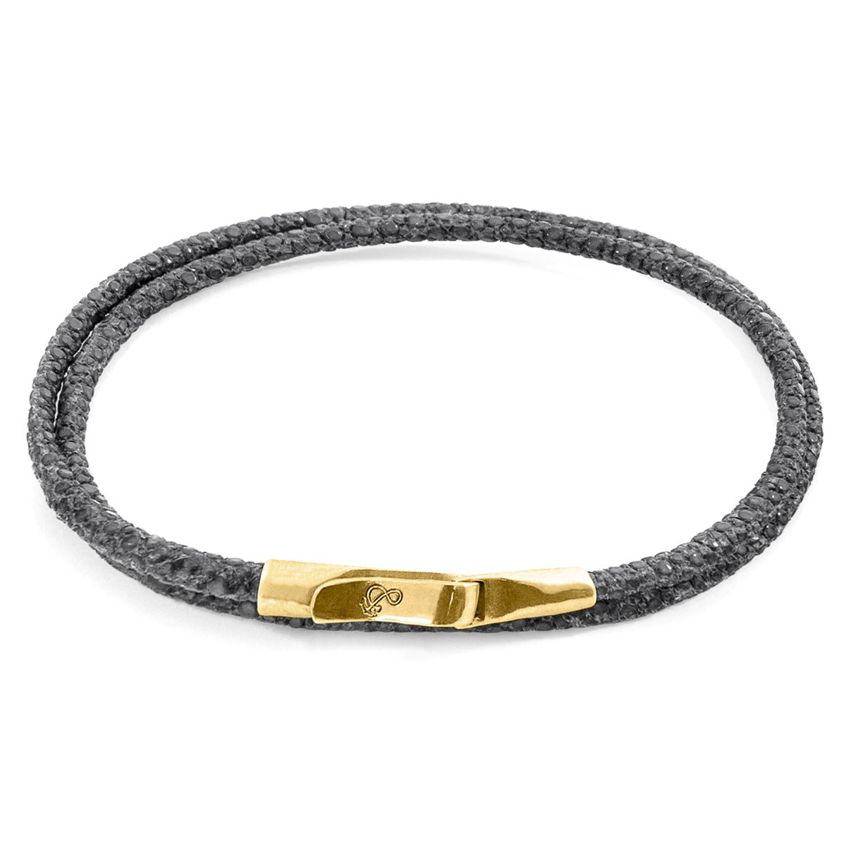 Shadow Grey Liverpool 9ct Yellow Gold and Stingray Leather Bracelet