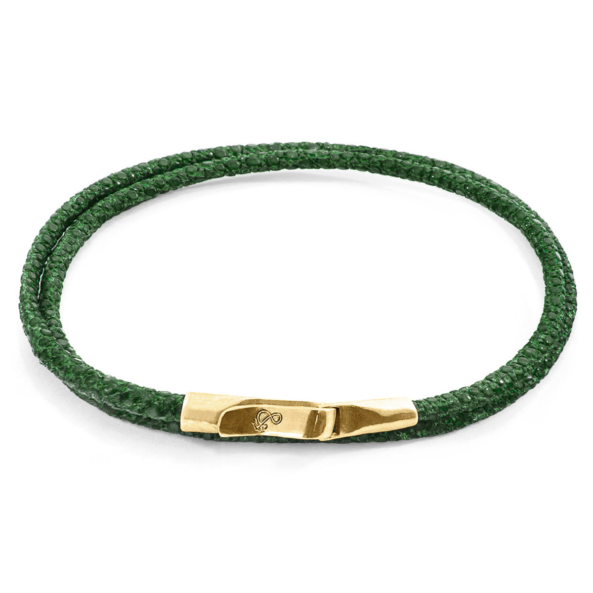 Racing Green Liverpool 9ct Yellow Gold and Stingray Leather Bracelet
