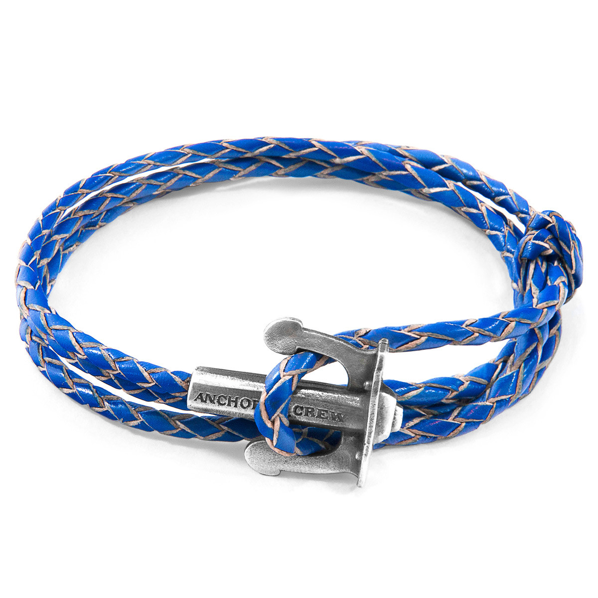 Union Anchor Silver And Braided Leather Bracelet