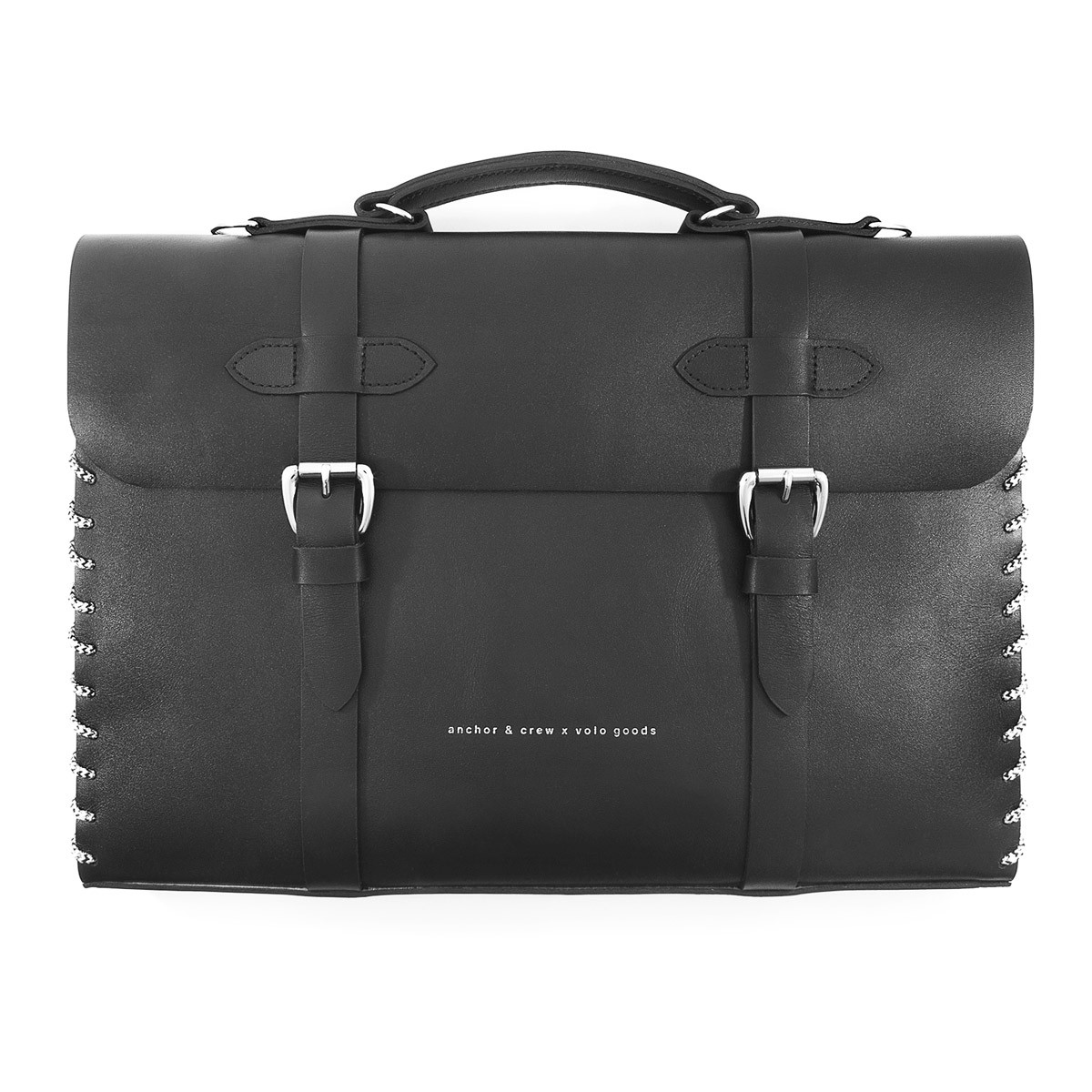Small Graphite Black Rufford Leather and Rope Briefcase
