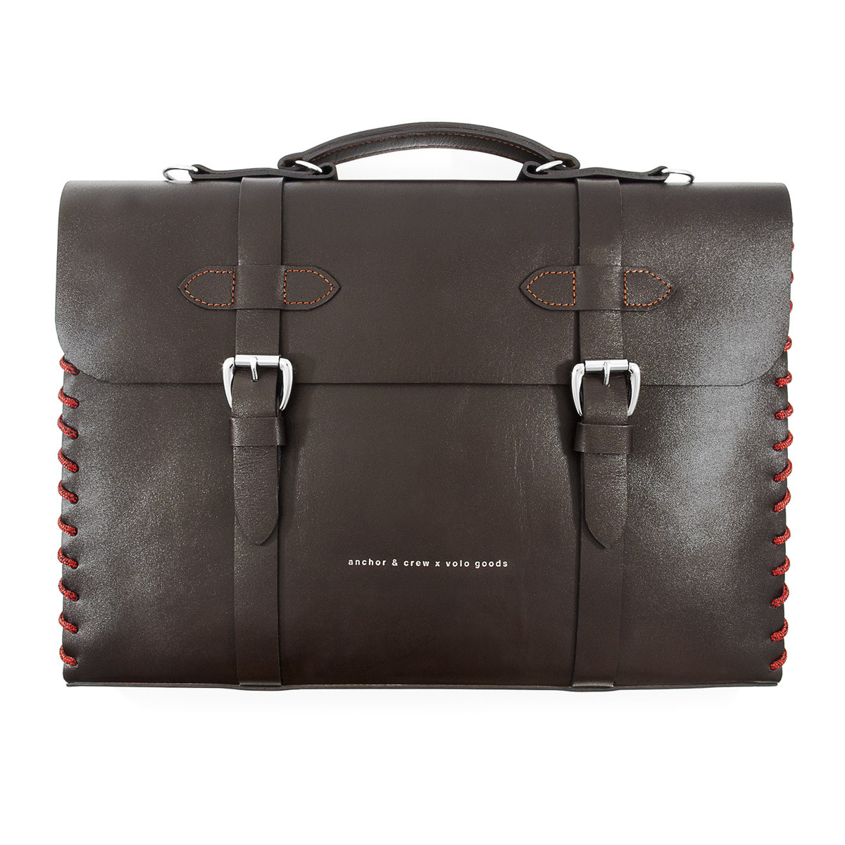 Small Deep Brown Rufford Leather and Rope Briefcase